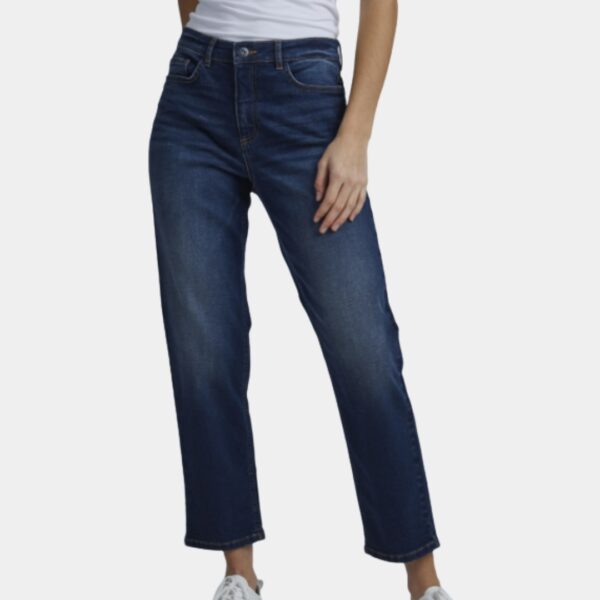 Jean droit 7/8 bleu foncé femme