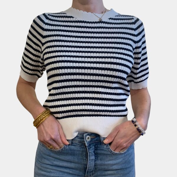 T-shirt marinière en maille ajourée femme