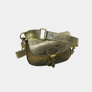 Sac bandoulière mini, en cuir doré femme