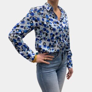 Chemise imprimé léopard bleu femme