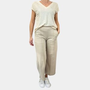 Pantalon large 7/8 surpiquer femme