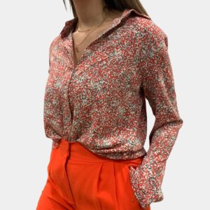 Chemise imprimé taches rouge femme