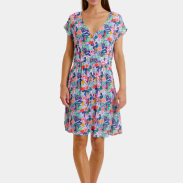 Robe courte portefeuille floral femme