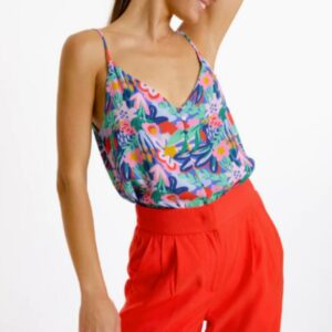 Top à bretelles motif fleuri femme