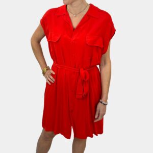 Robe chemise courte rouge femme