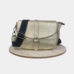 Sac bandoulière en cuir doré femme