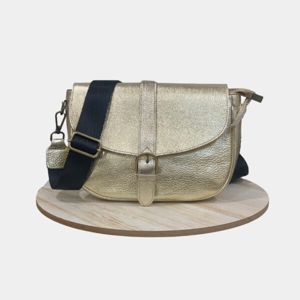 Sac bandoulière en cuir doré femme