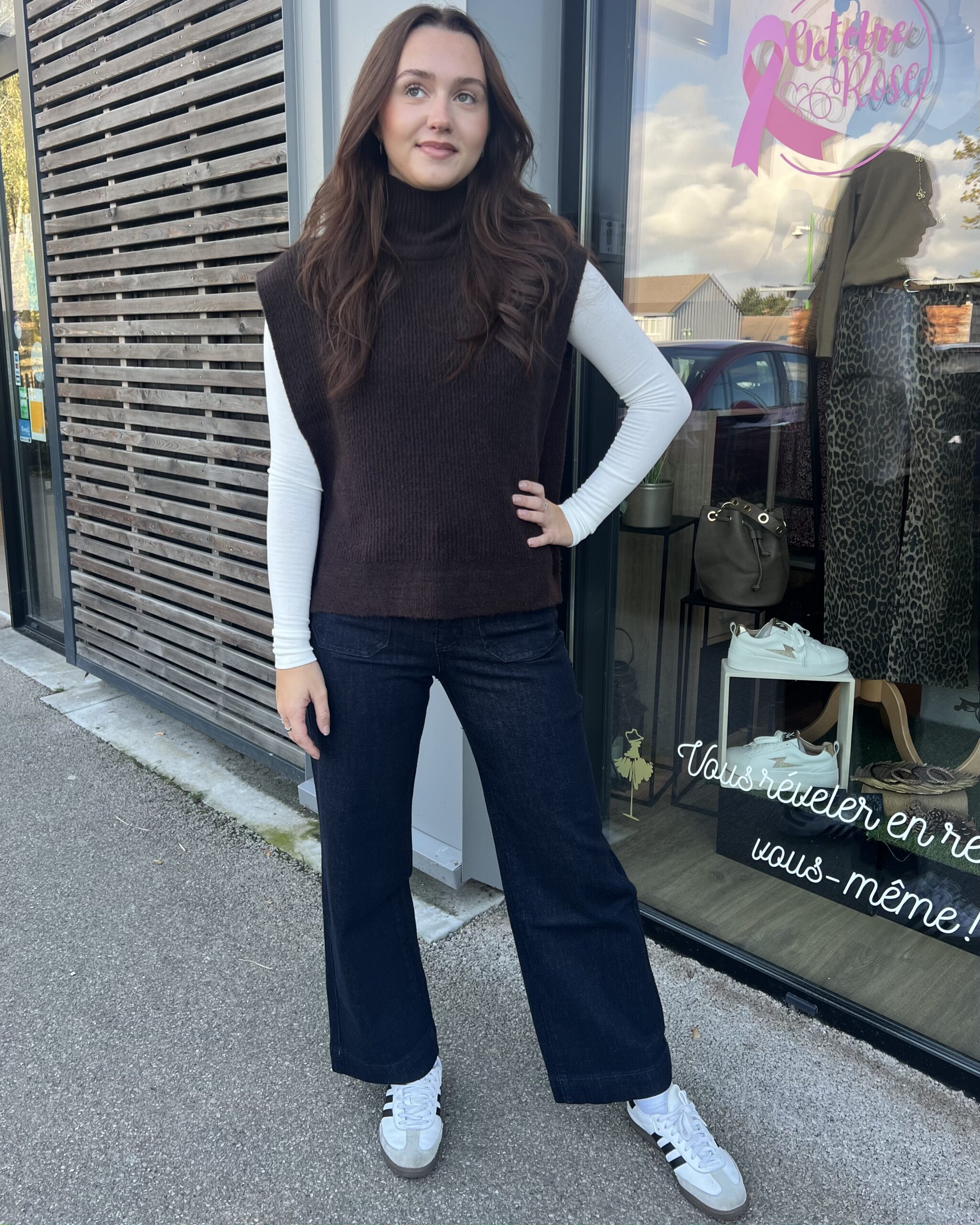 PULL SANS MANCHES CHOCO femme élégant et moderne