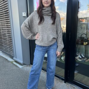PULL TAUPE femme chaud et élégant