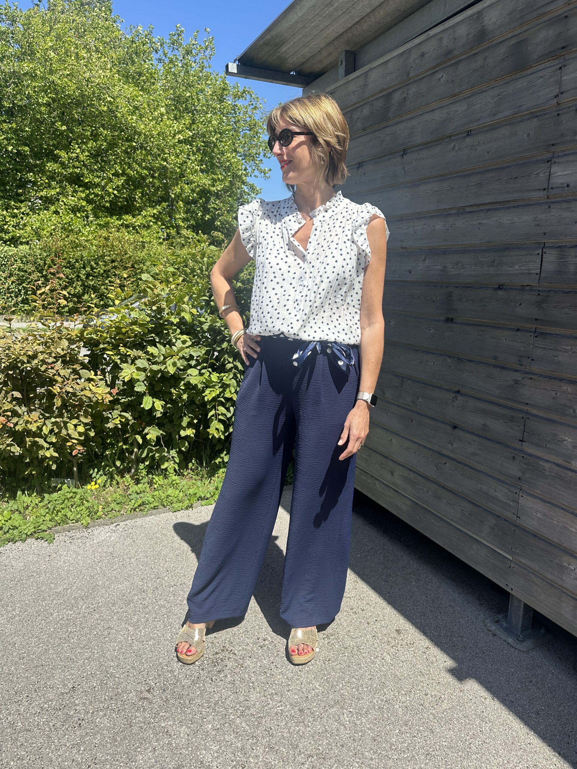 BLOUSE ÉCRU POIS BLEU MARINE – Image 3