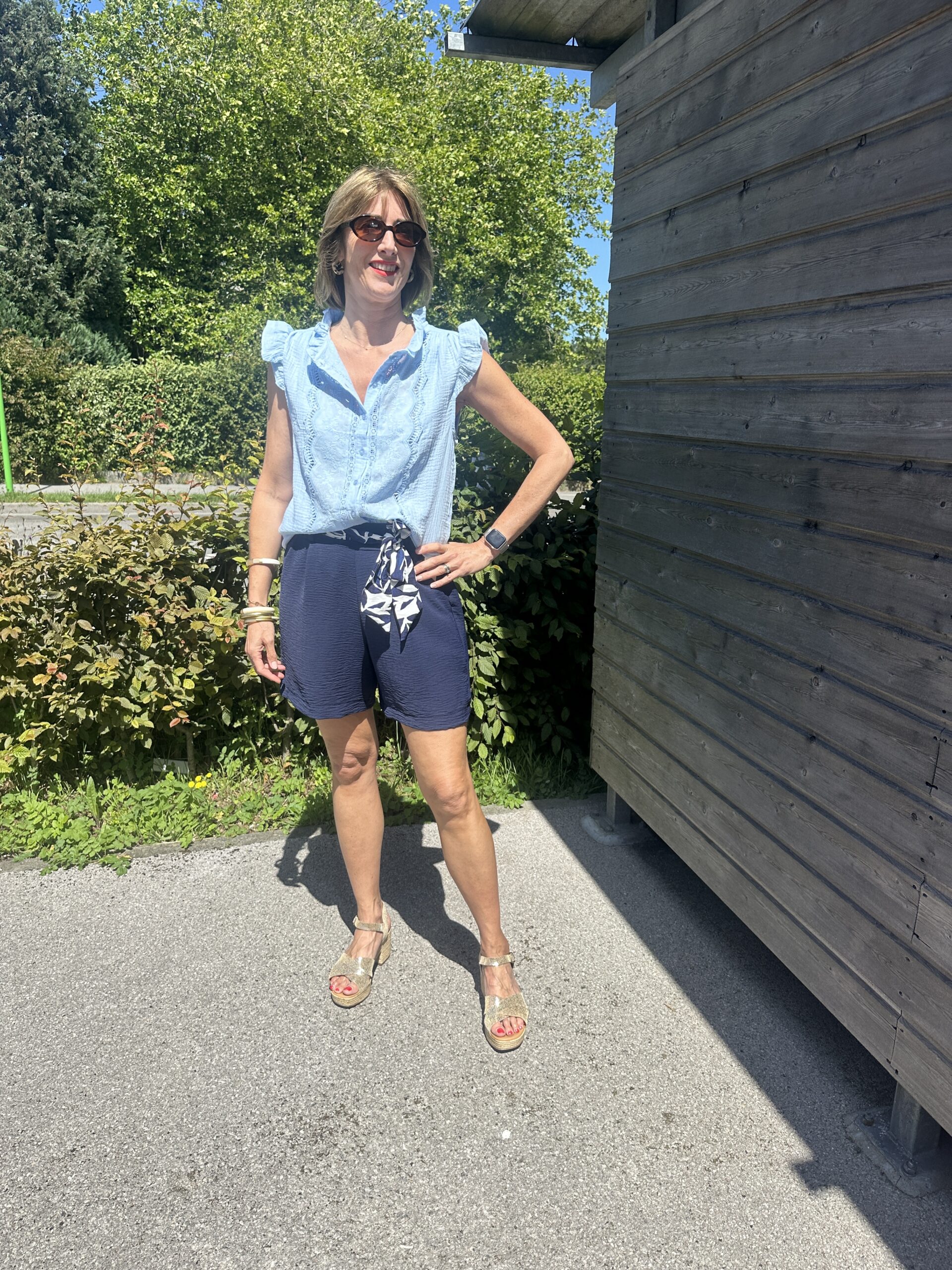 BLOUSE GAZ DE COTON BLEU CIEL