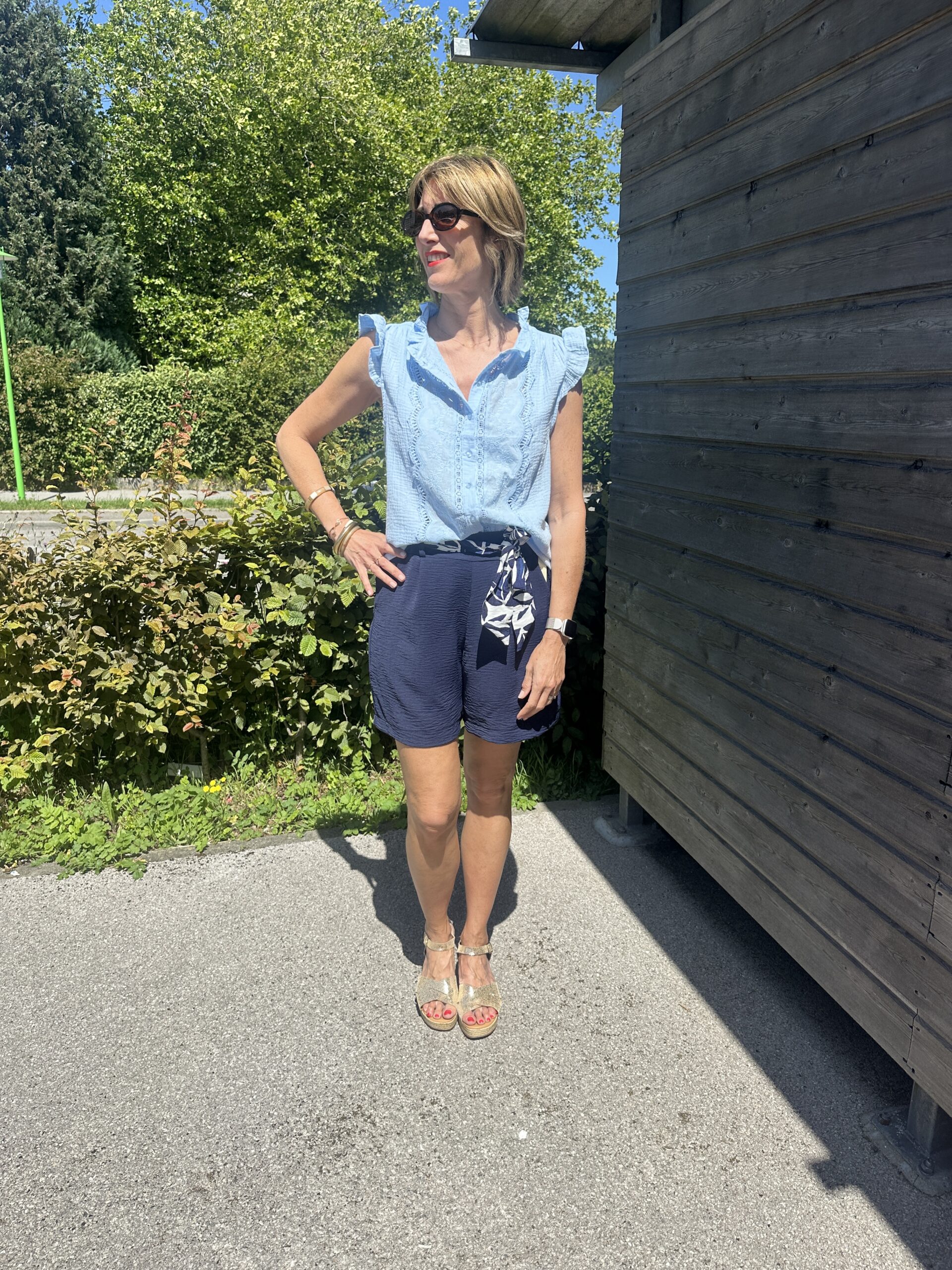 BLOUSE GAZ DE COTON BLEU CIEL – Image 2