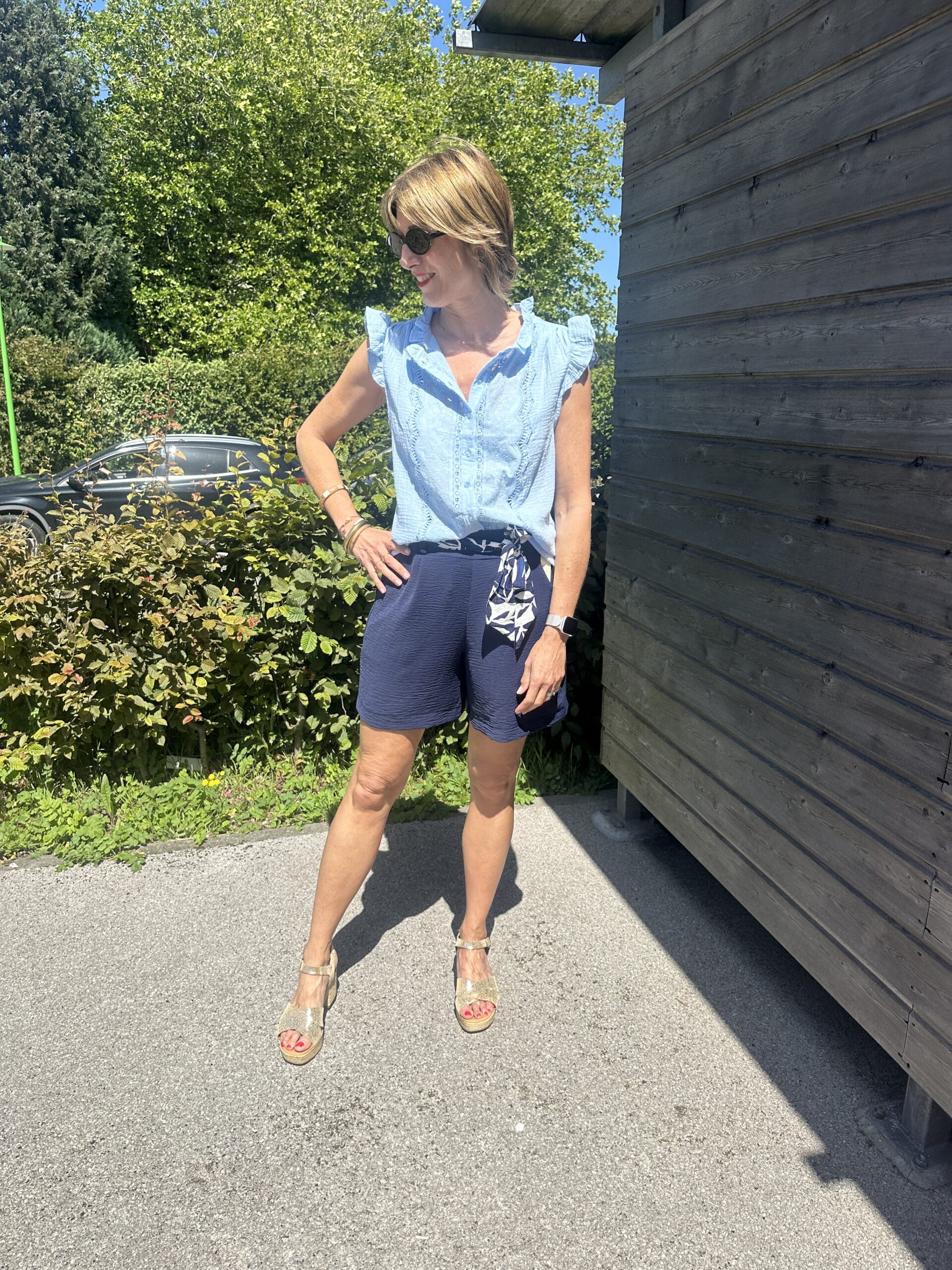 BLOUSE GAZ DE COTON BLEU CIEL – Image 3