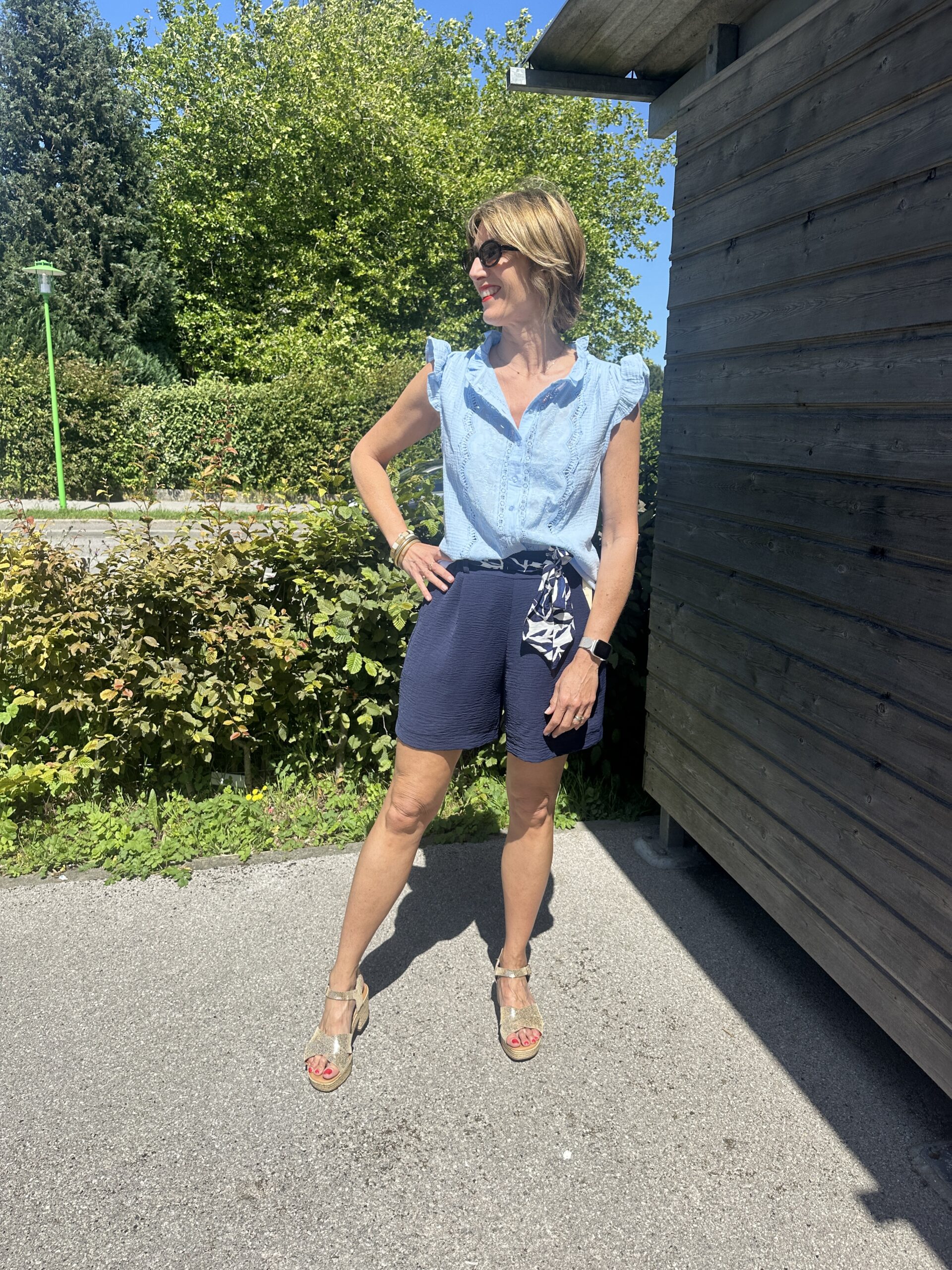 BLOUSE GAZ DE COTON BLEU CIEL – Image 4