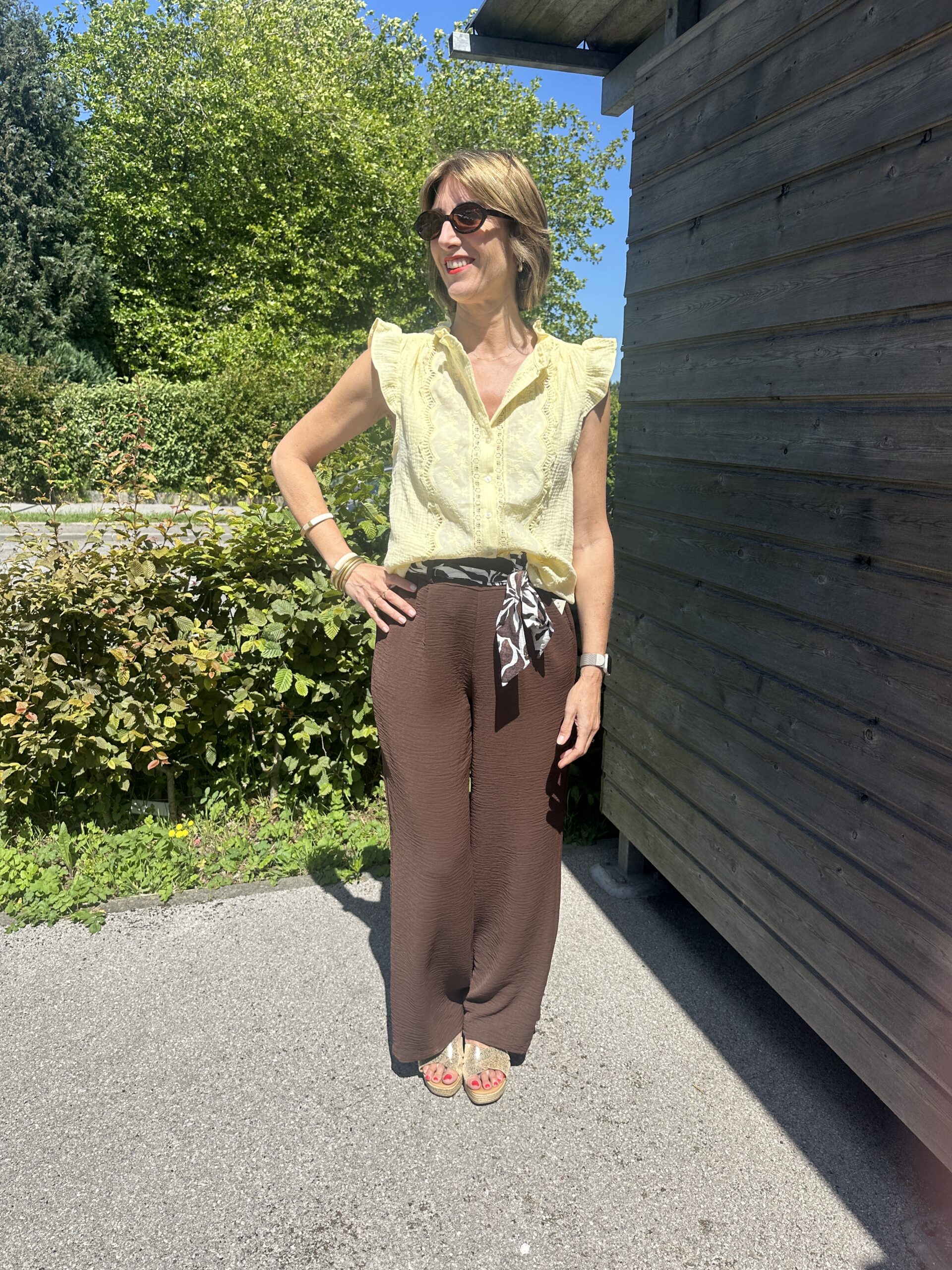 BLOUSE GAZ DE COTON JAUNE – Image 2