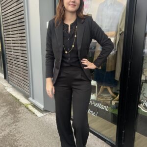 PANTALON LARGE NOIR femme chic