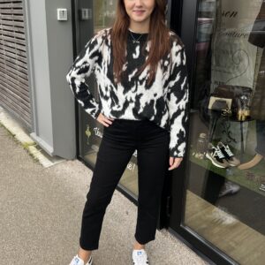 PULL TACHETÉ NOIR femme original