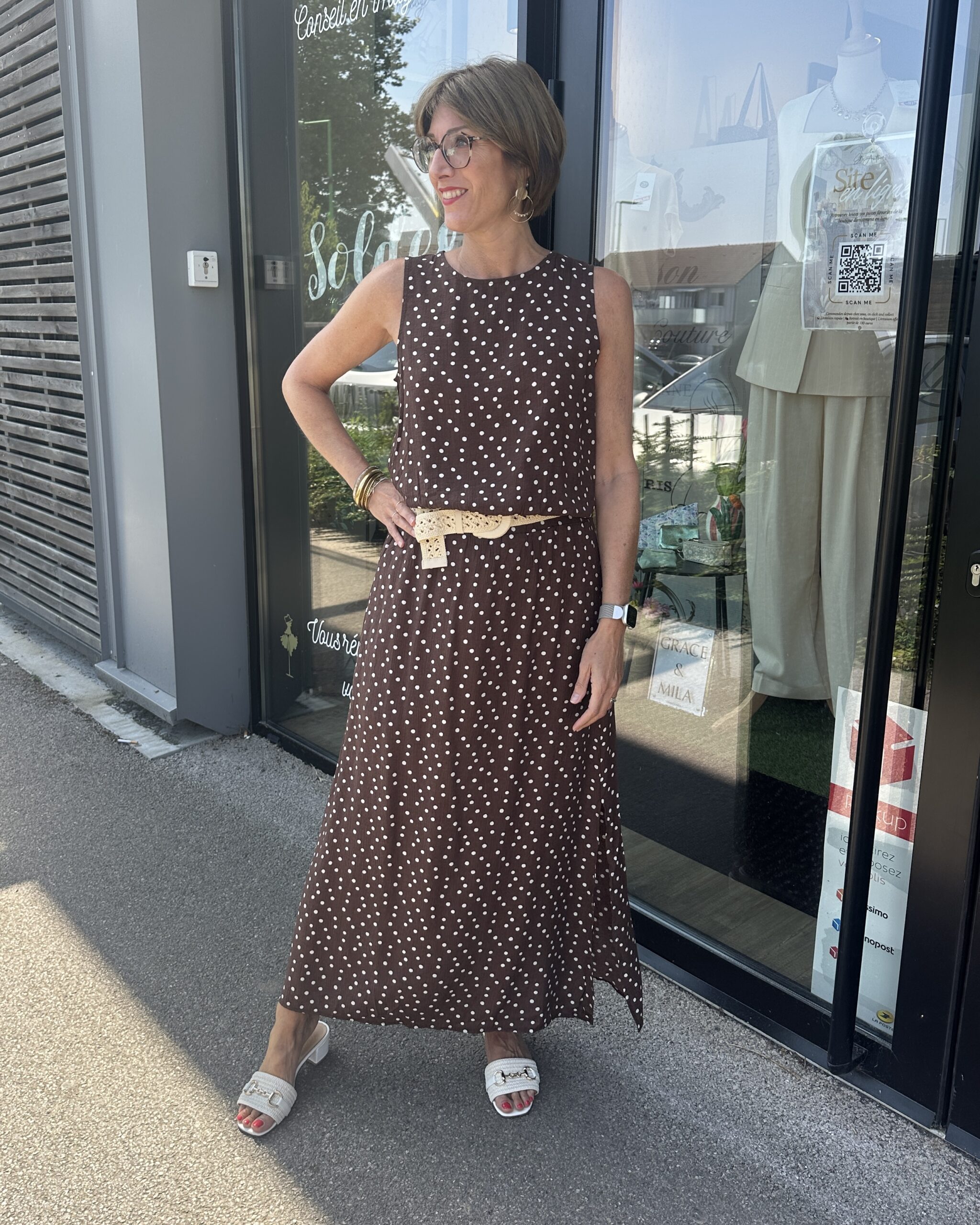 JUPE LONGUE TAILLE ÉLASTIQUE CHOCO À POIS – Image 2