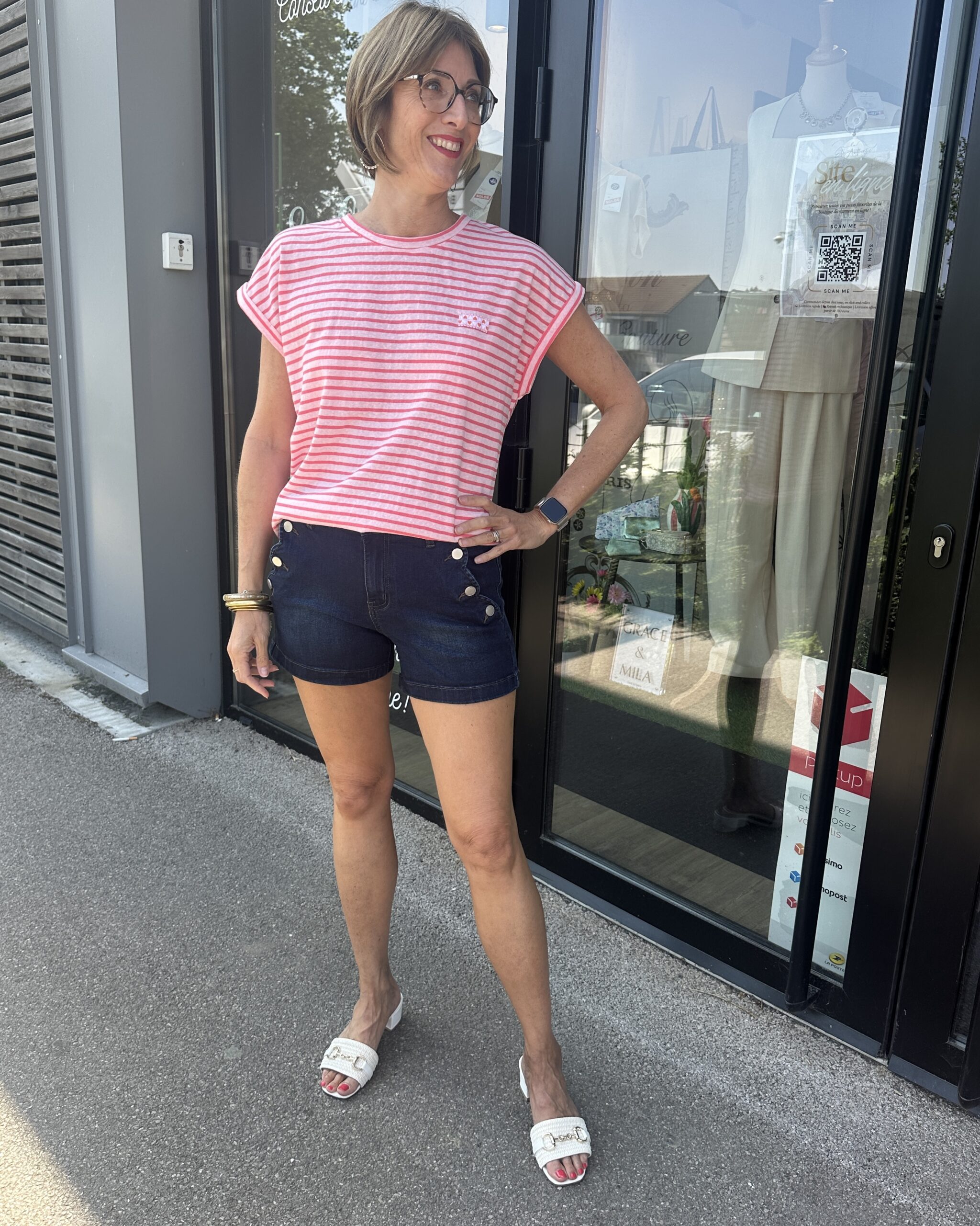 TEE-SHIRT ROSE LIGNE