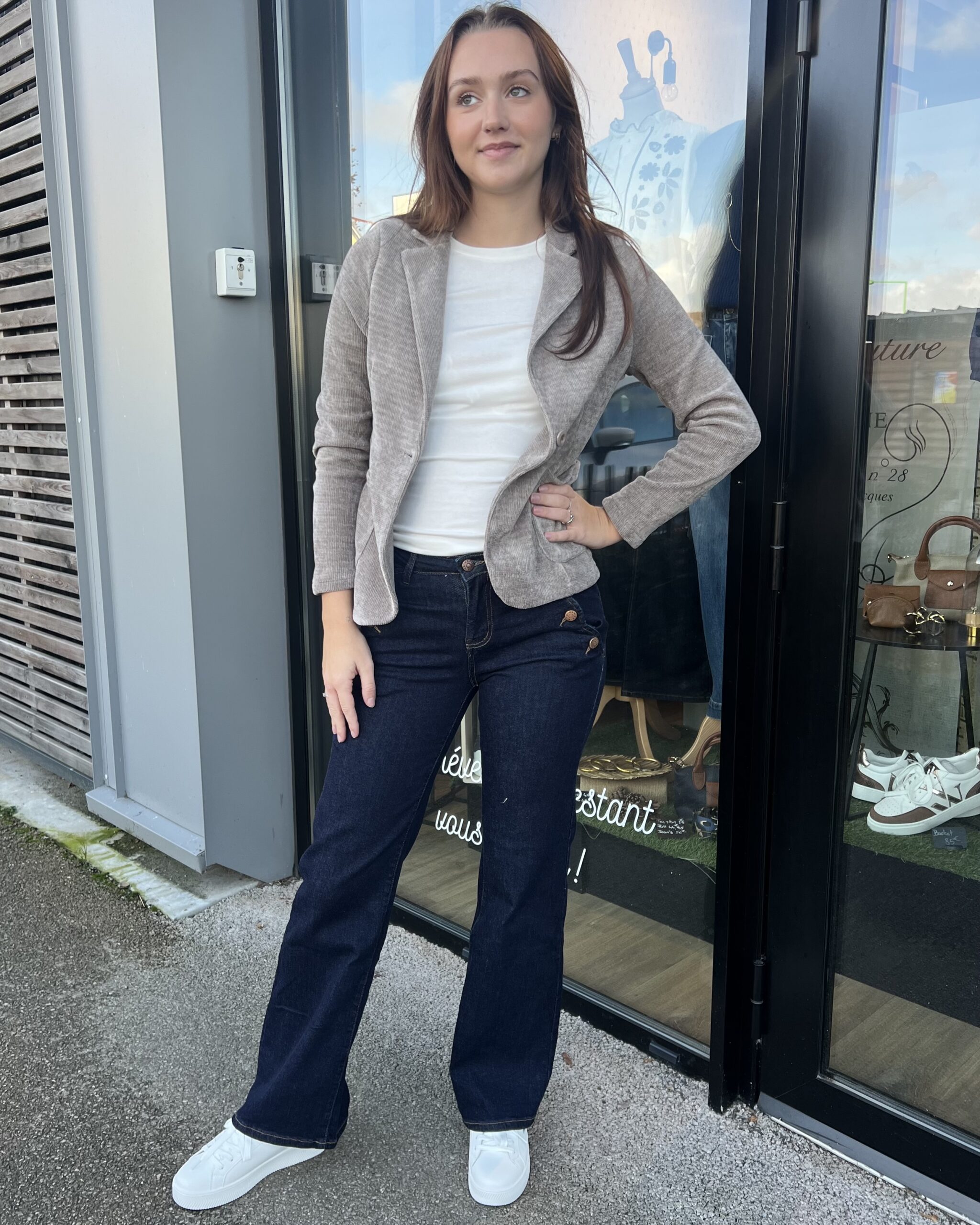 VESTE EN VELOURS TAUPE – Image 3