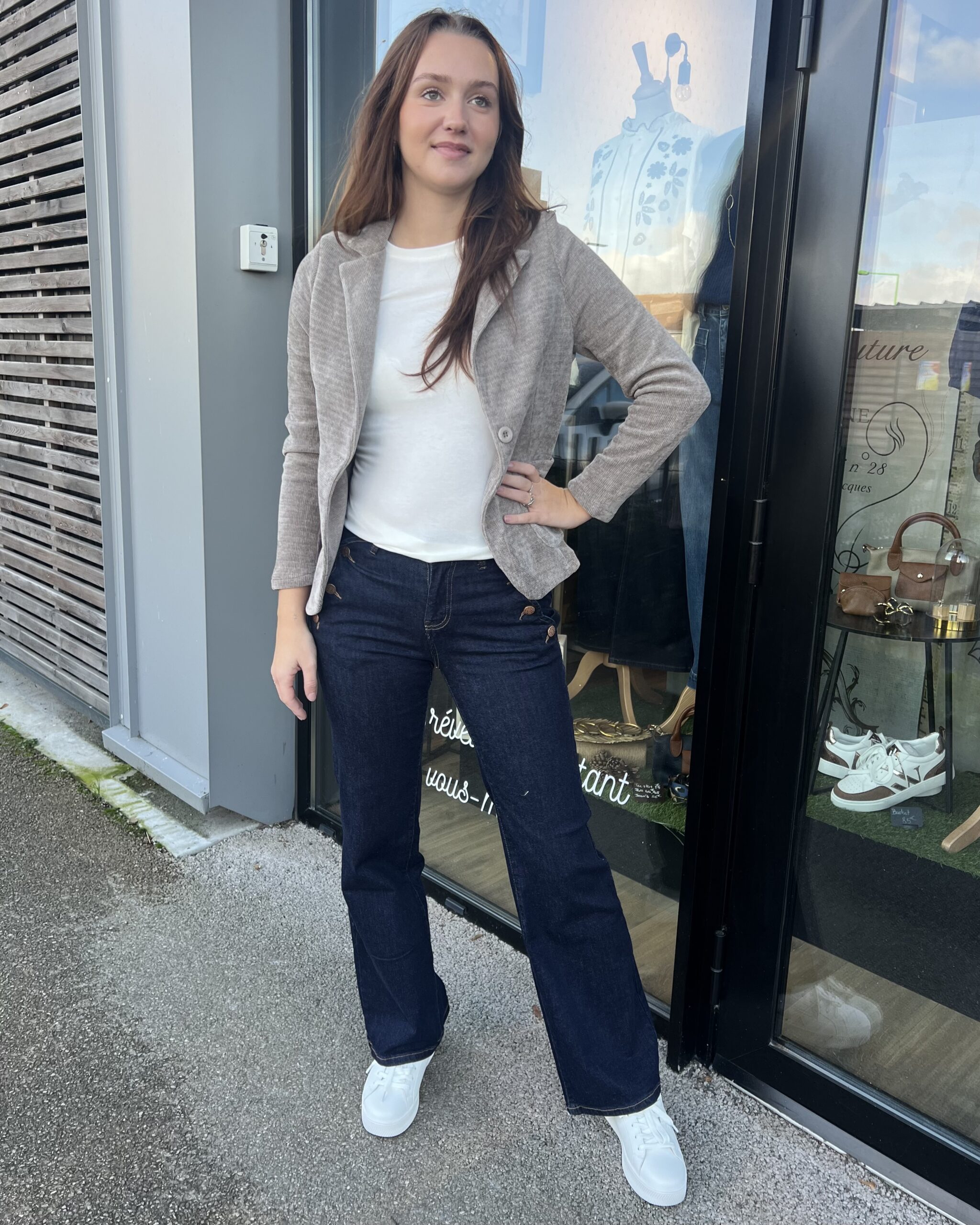 VESTE EN VELOURS TAUPE – Image 2