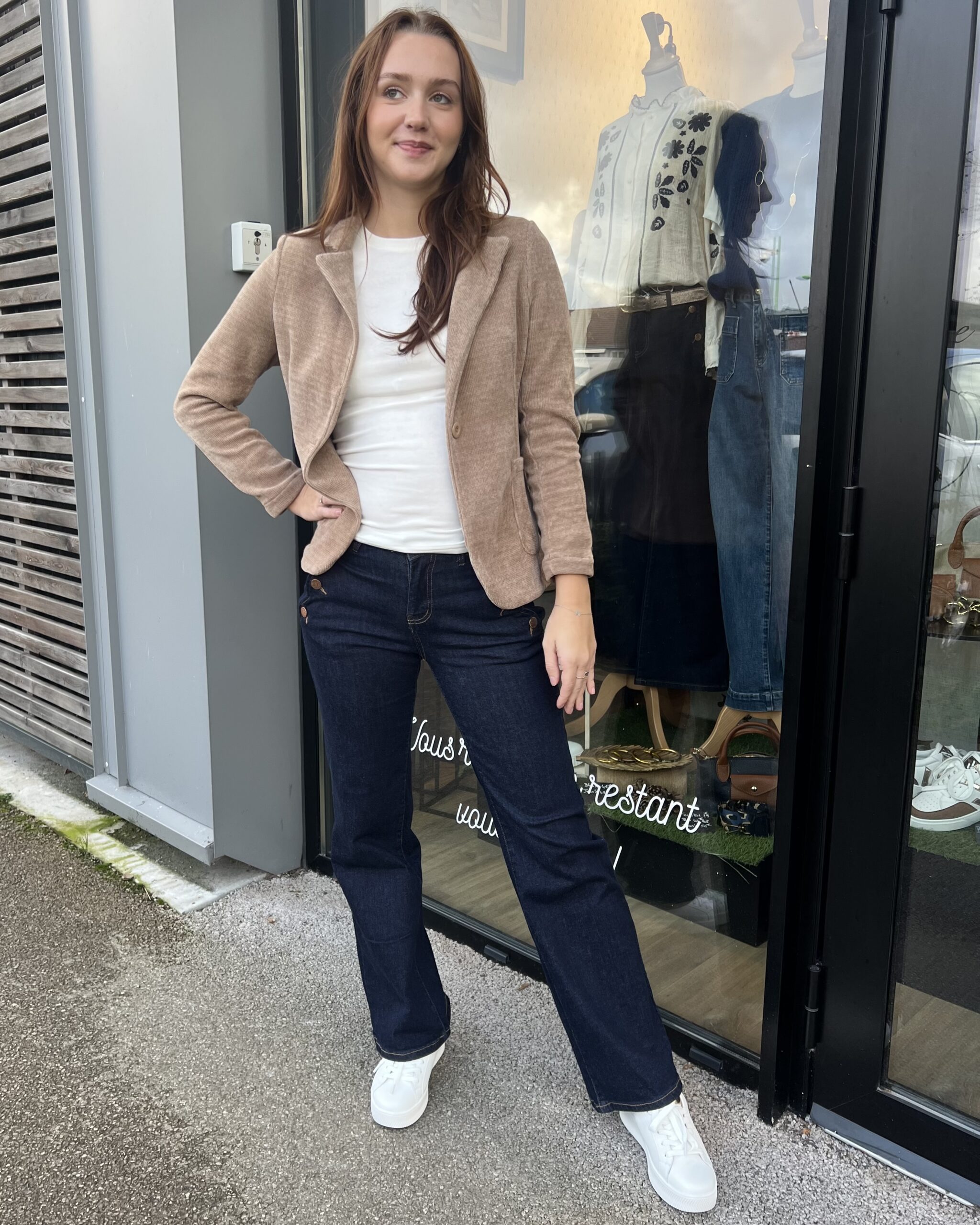 VESTE EN VELOURS CAMEL femme chic