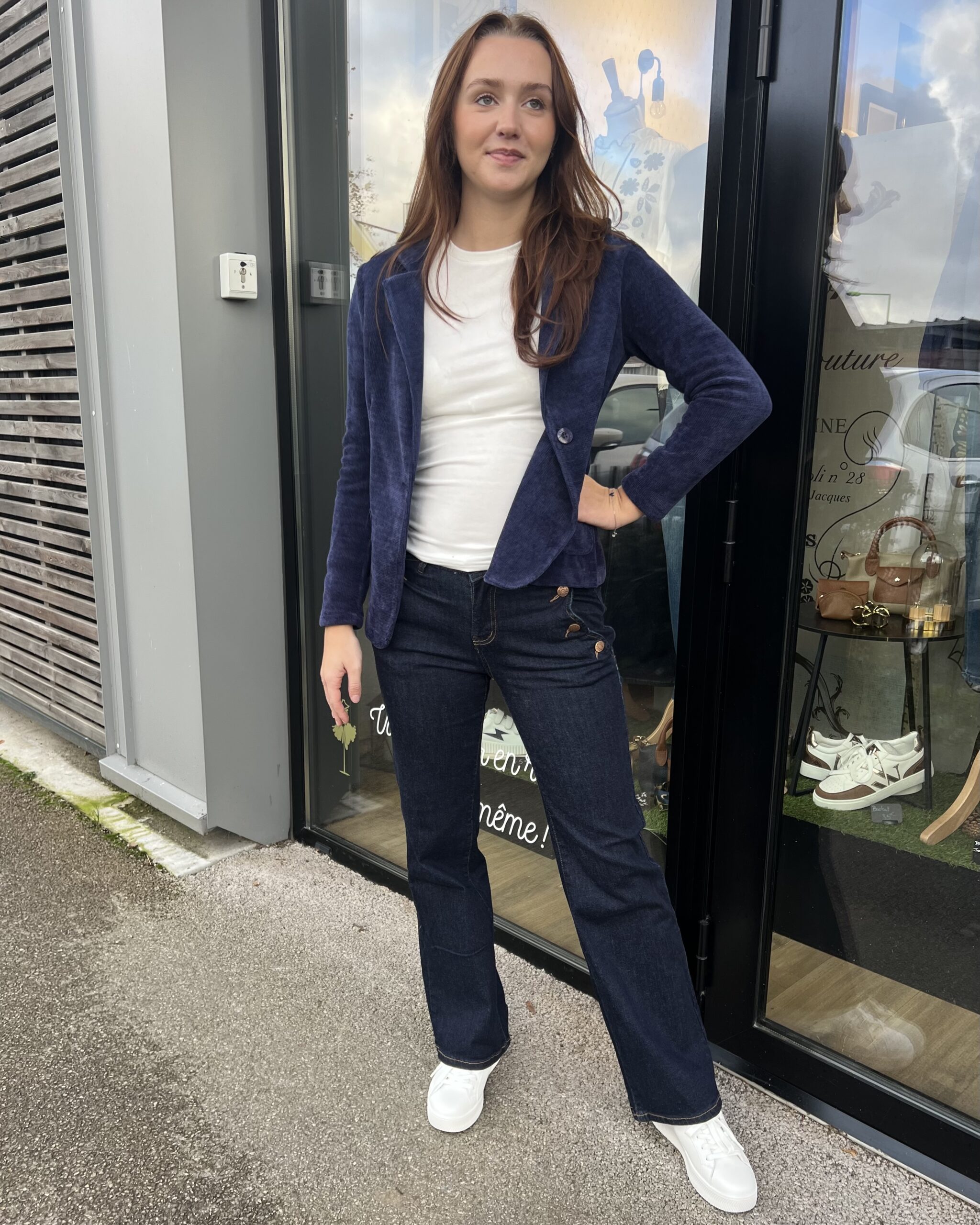 VESTE EN VELOURS MARINE – Image 3