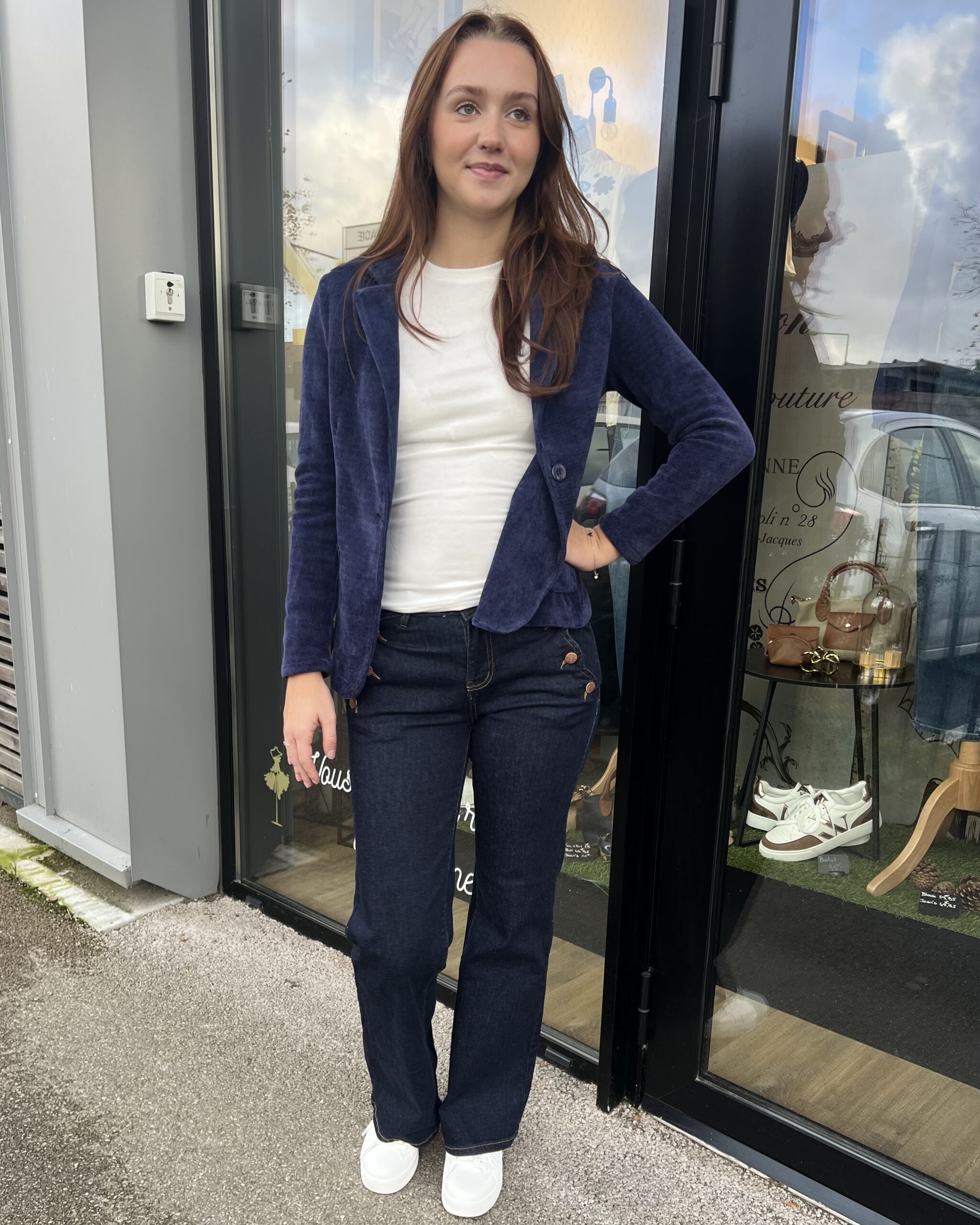 VESTE EN VELOURS MARINE – Image 2