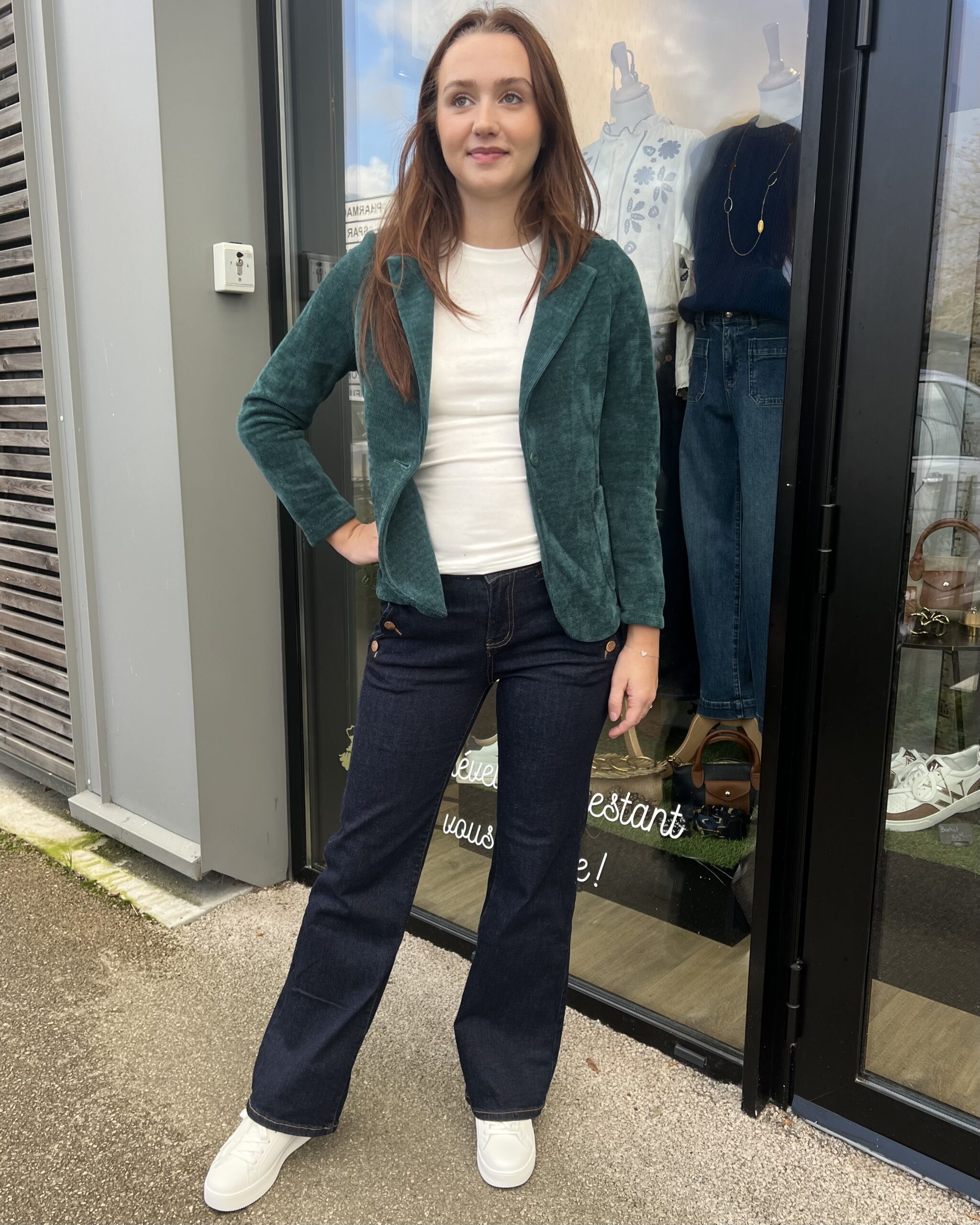 VESTE EN VELOURS VERT SAPIN – Image 3