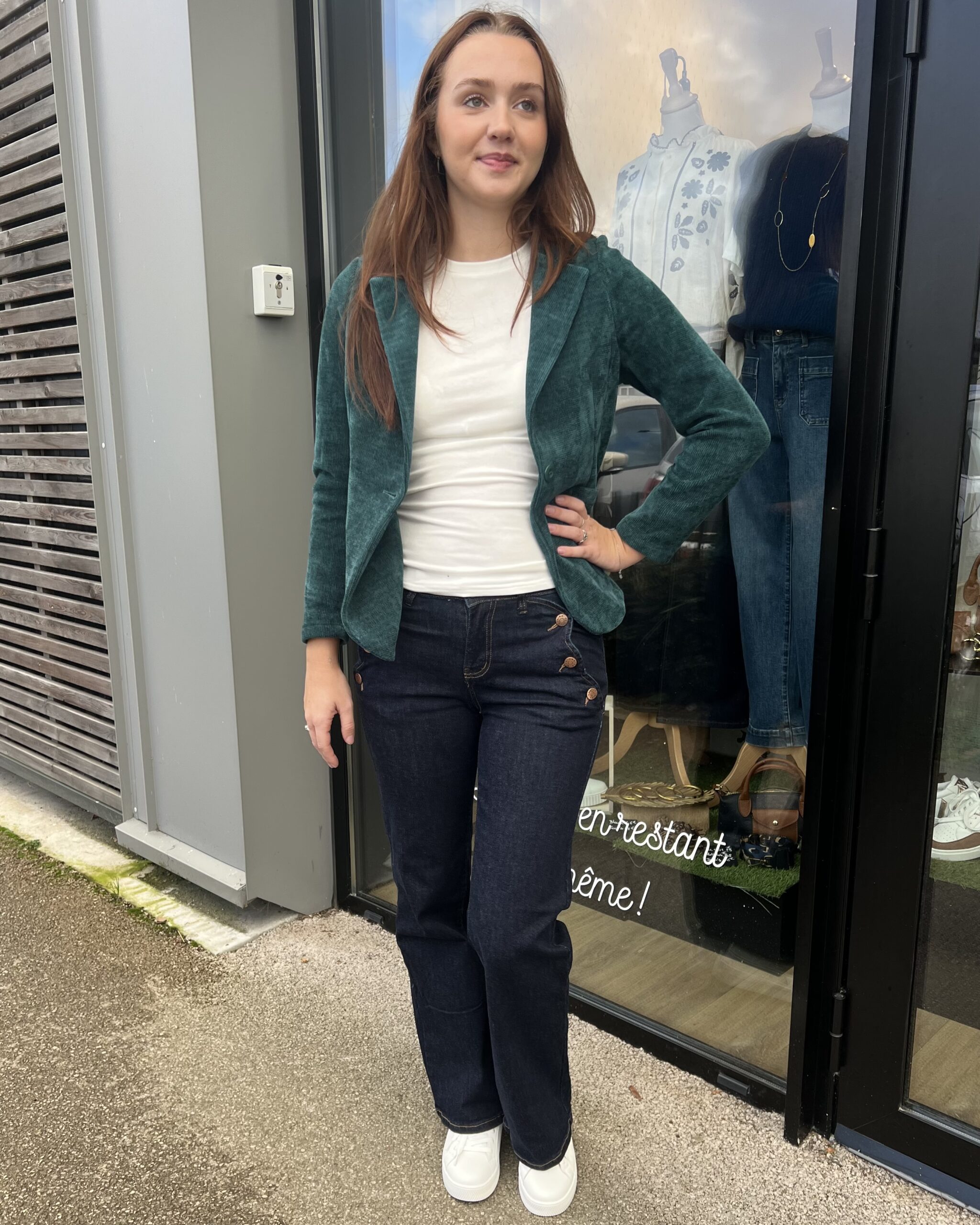 VESTE EN VELOURS VERT SAPIN – Image 2