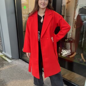 Manteau long rouge femme élégant