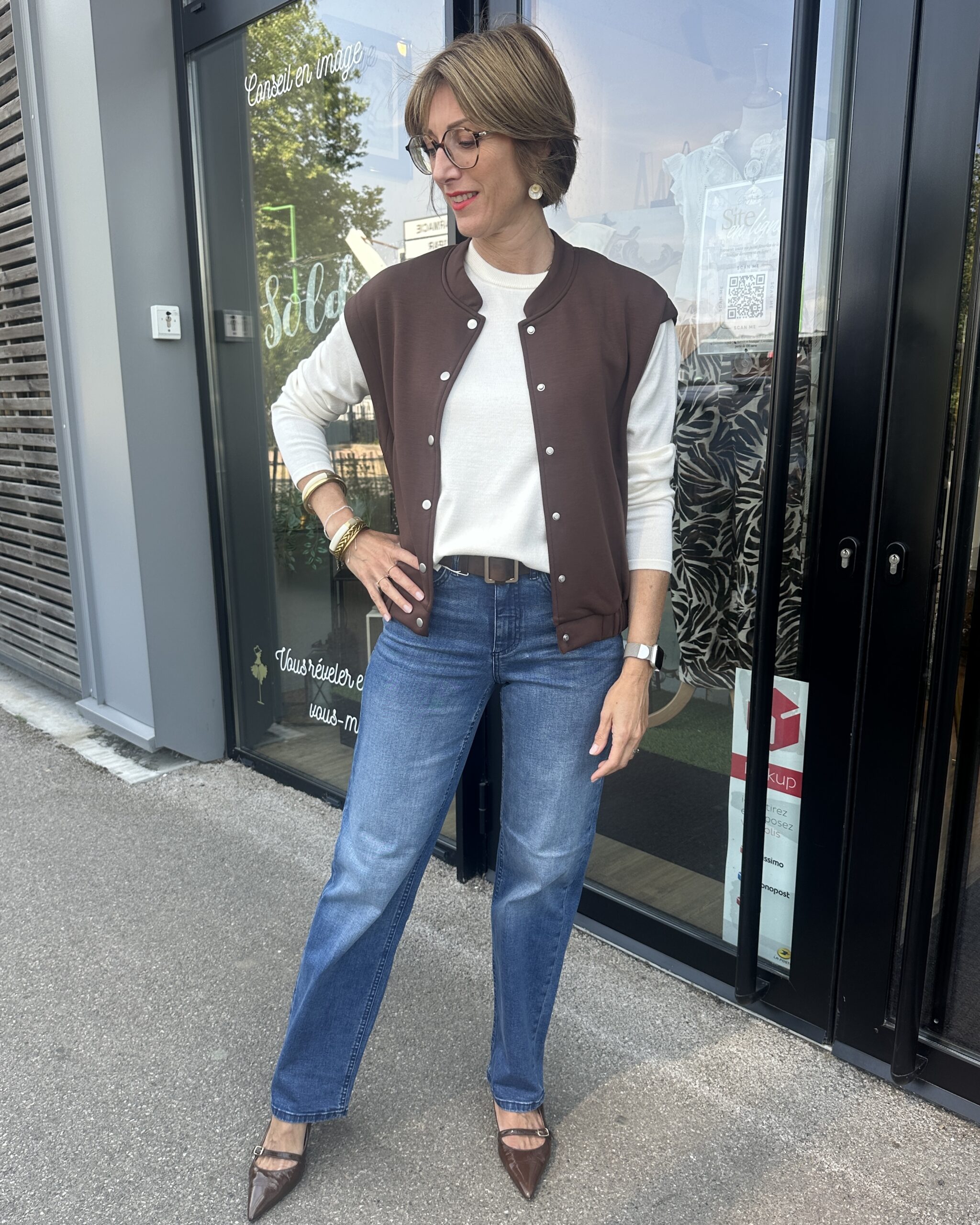 GILET SANS MANCHE BOUTON PRESSION CHOCOLAT – Image 3