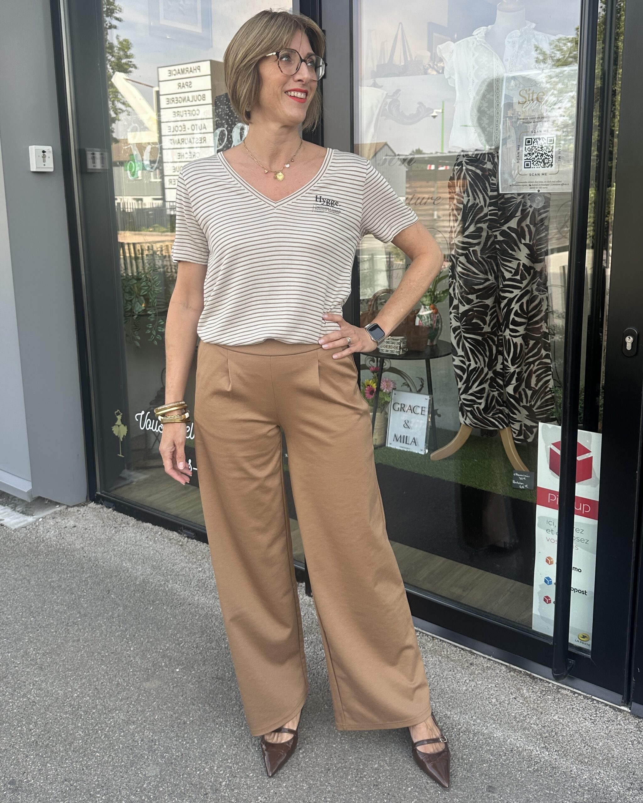 pantalon large camel