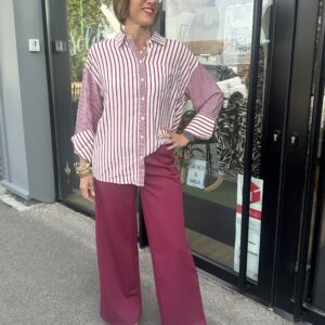 CHEMISE RAYÉE PRUNE