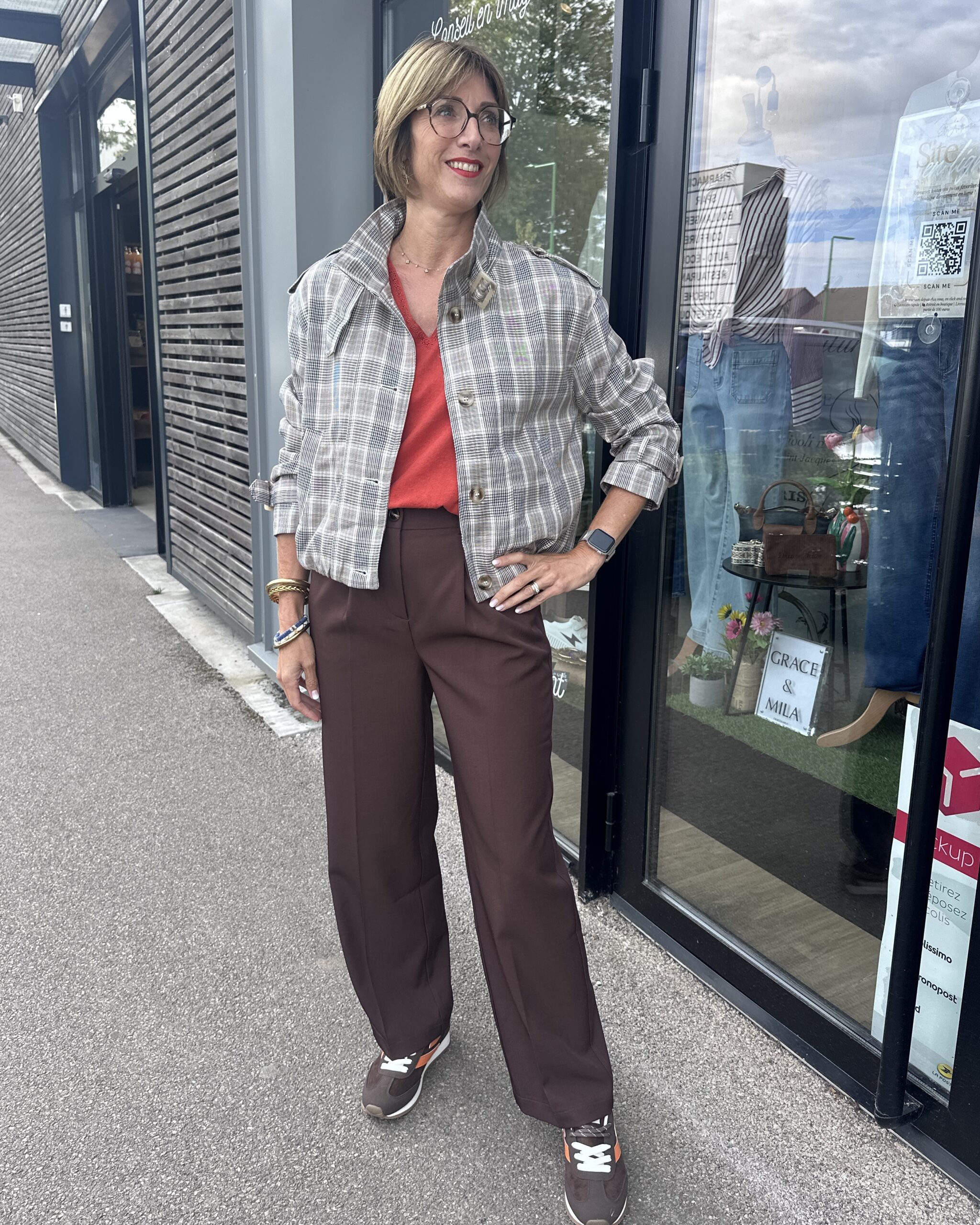 VESTE COURTE A CARREAUX – Image 2