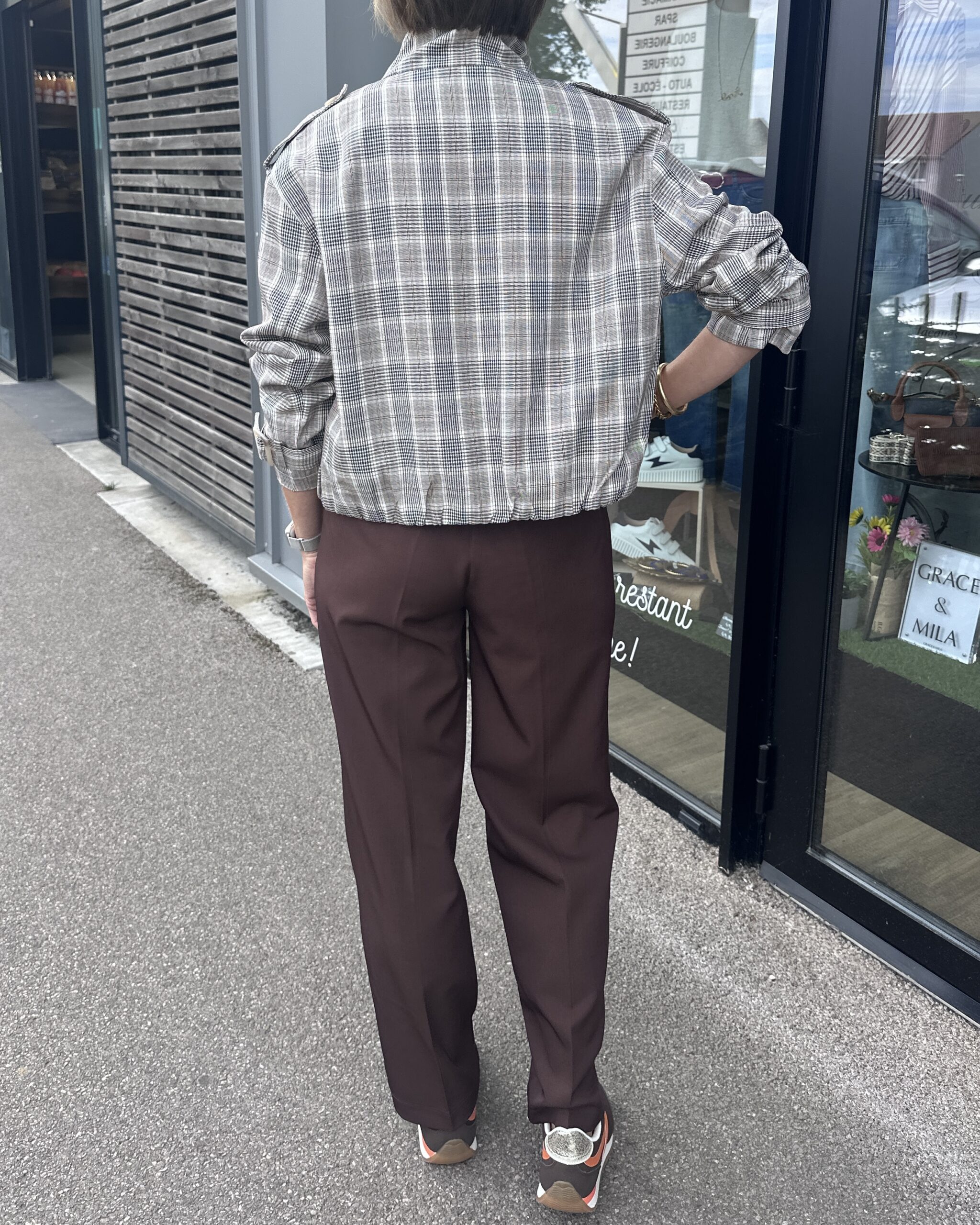 VESTE COURTE A CARREAUX – Image 3