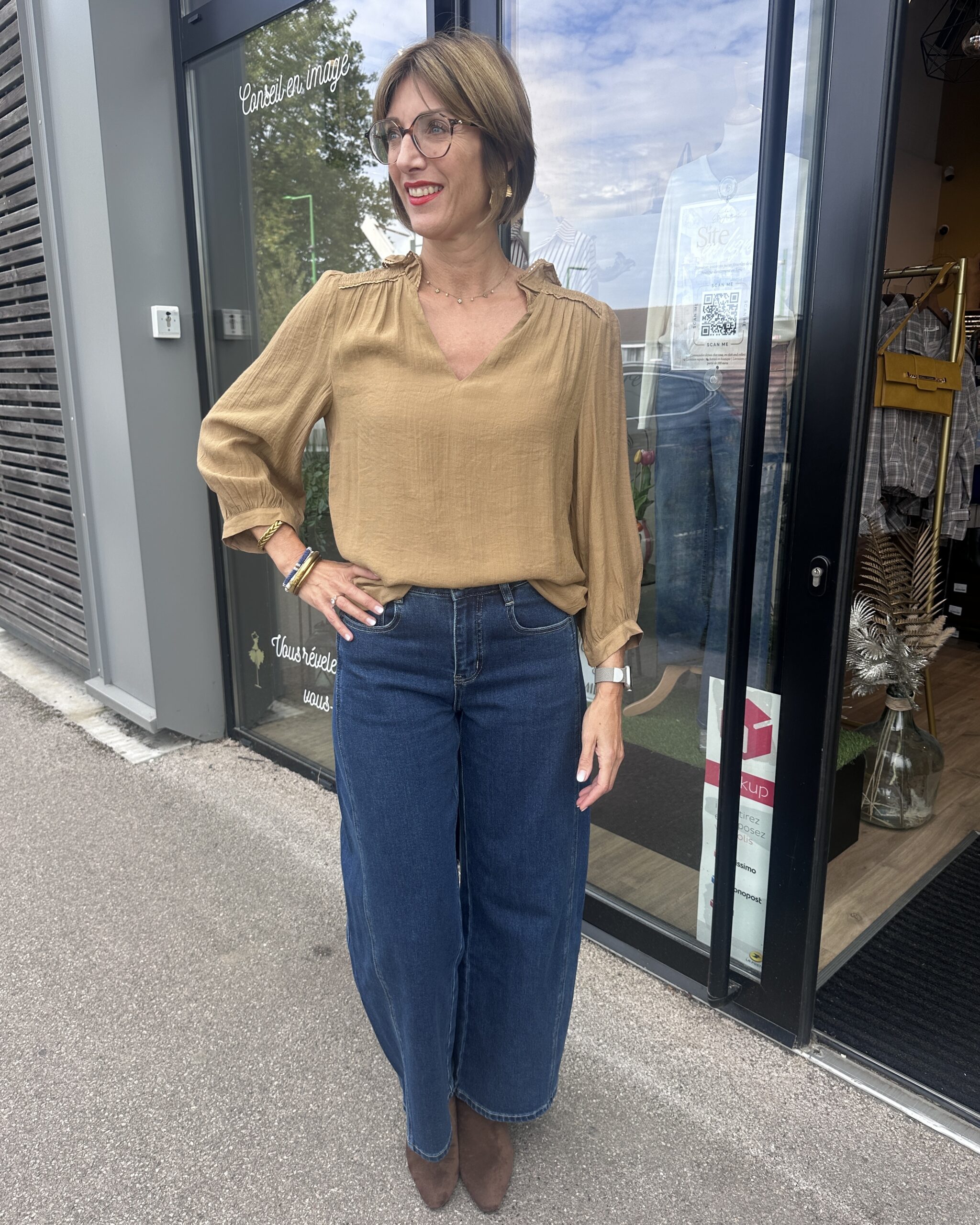 BLOUSE TAUPE MANCHE 3/4 – Image 2