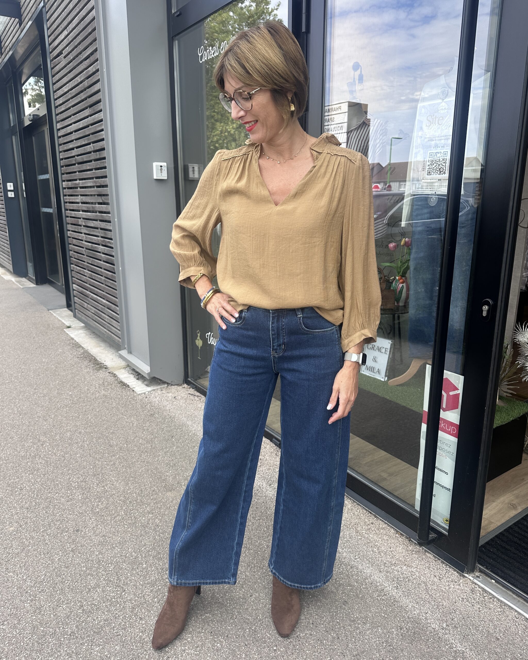 BLOUSE TAUPE MANCHE 3/4 – Image 3