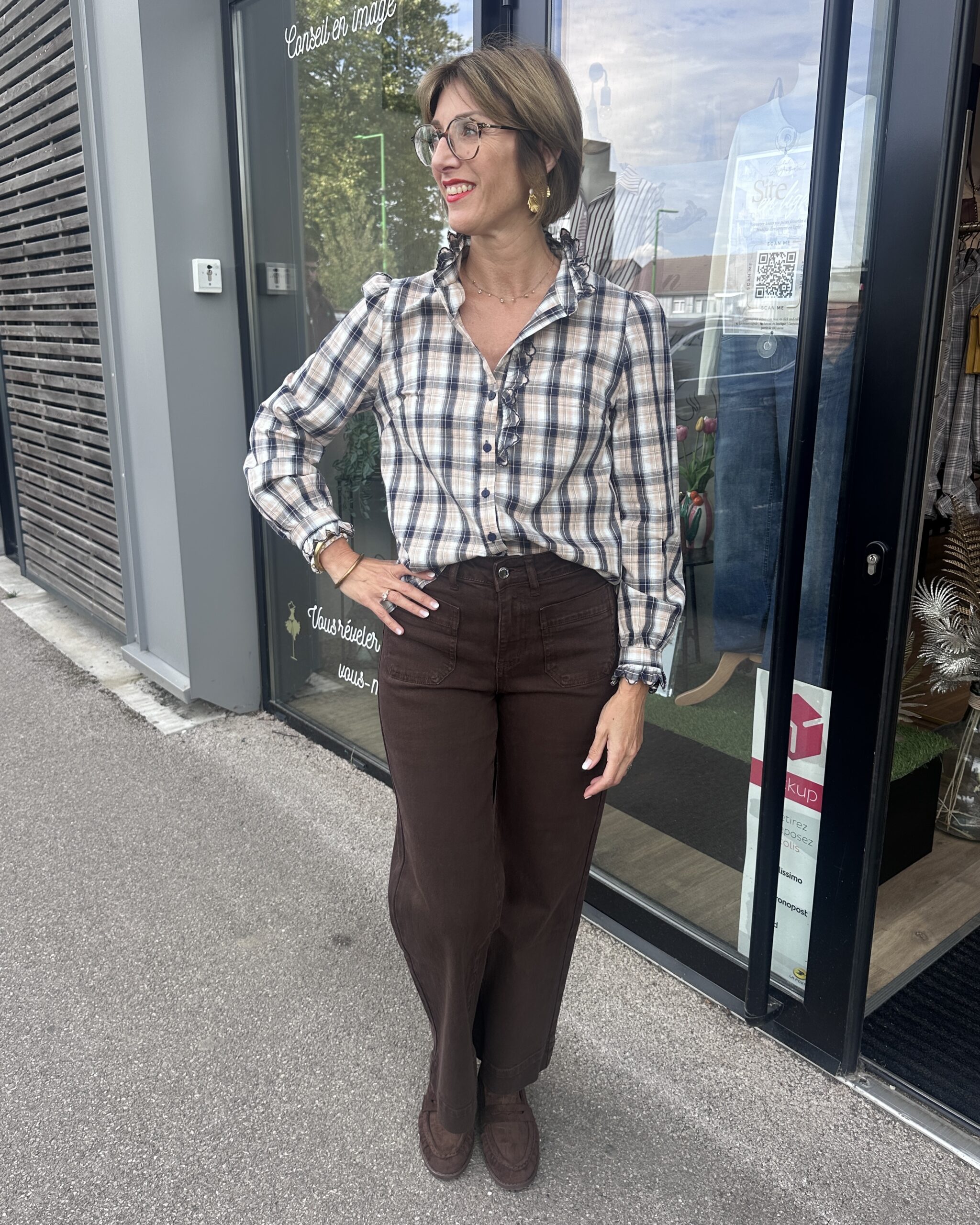 CHEMISE A CARREAUX BLEU MARINE