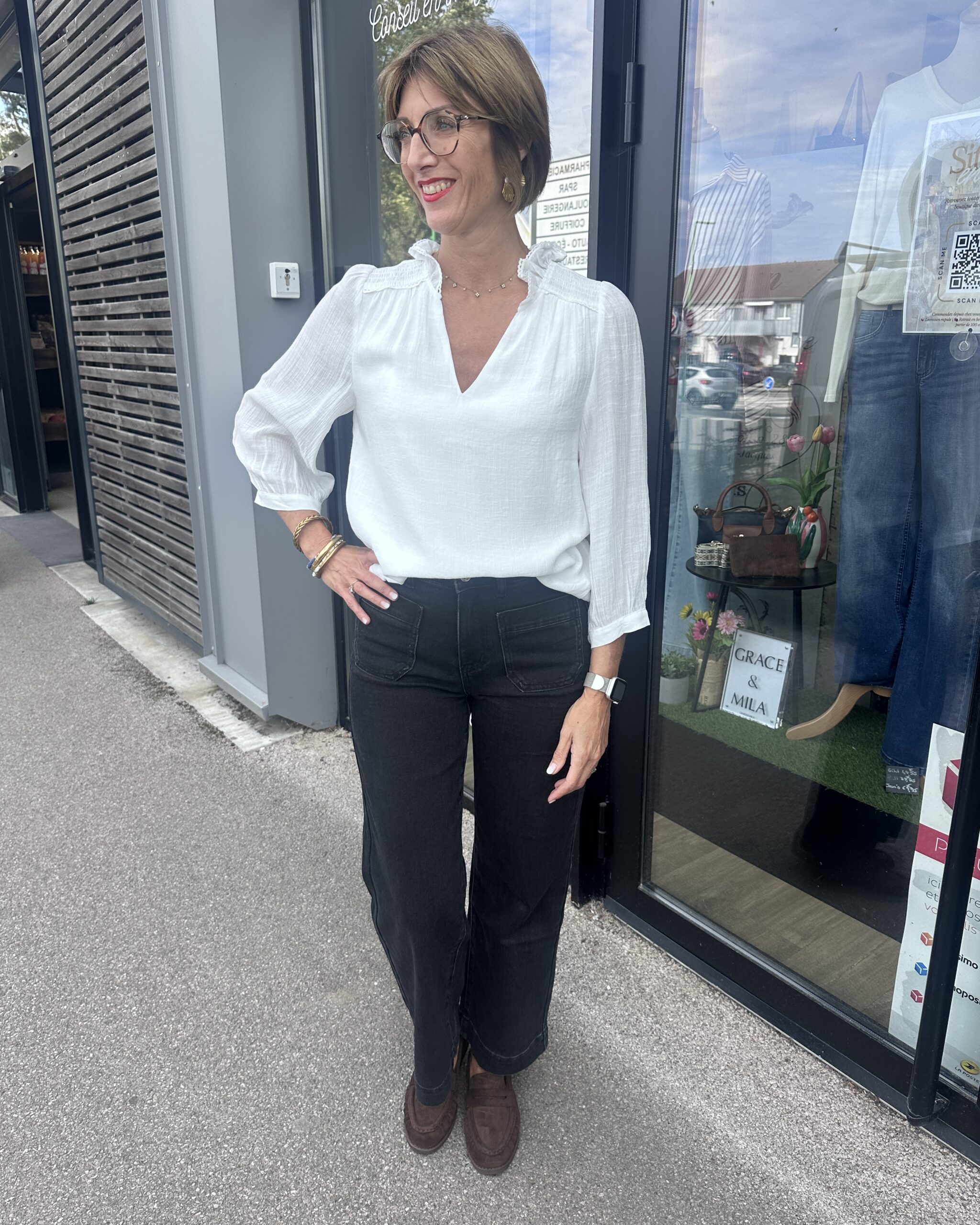 BLOUSE BLANCHE MANCHE 3/4 – Image 3