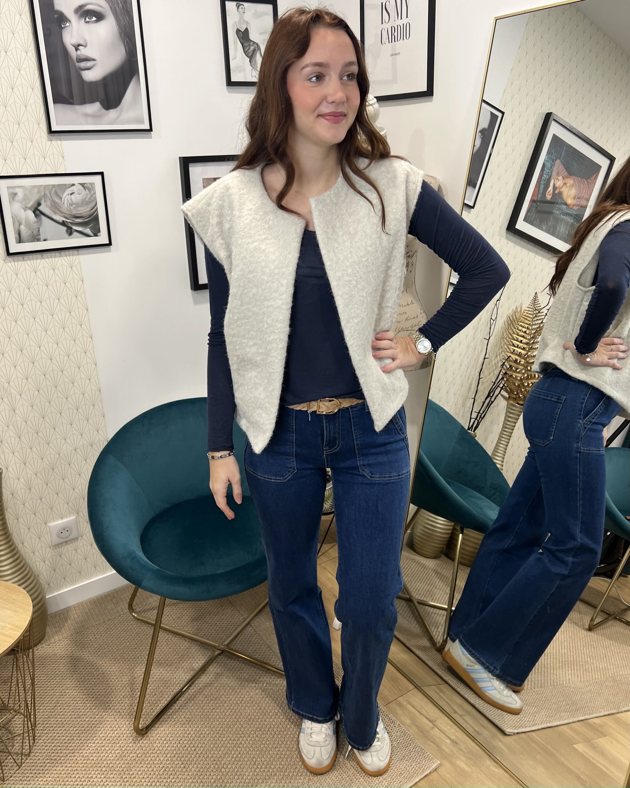 GILET SANS MANCHES ÉCRU