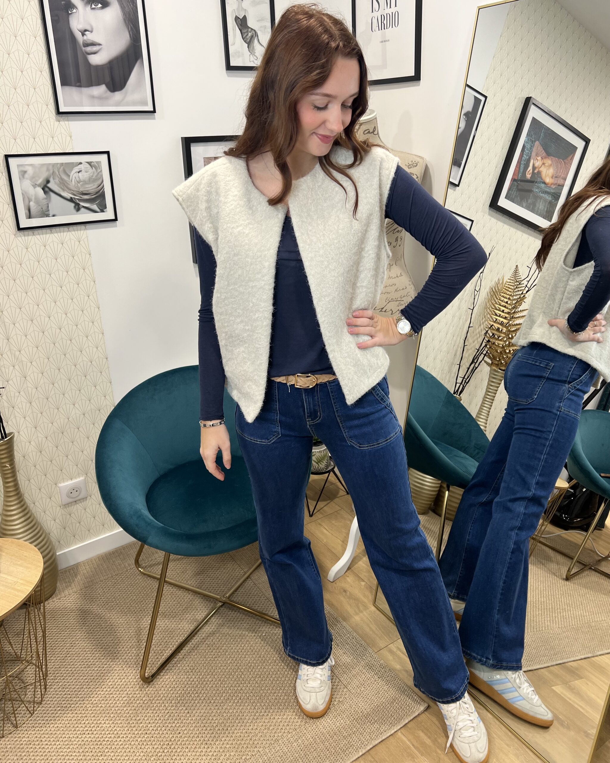 GILET SANS MANCHES ÉCRU – Image 2