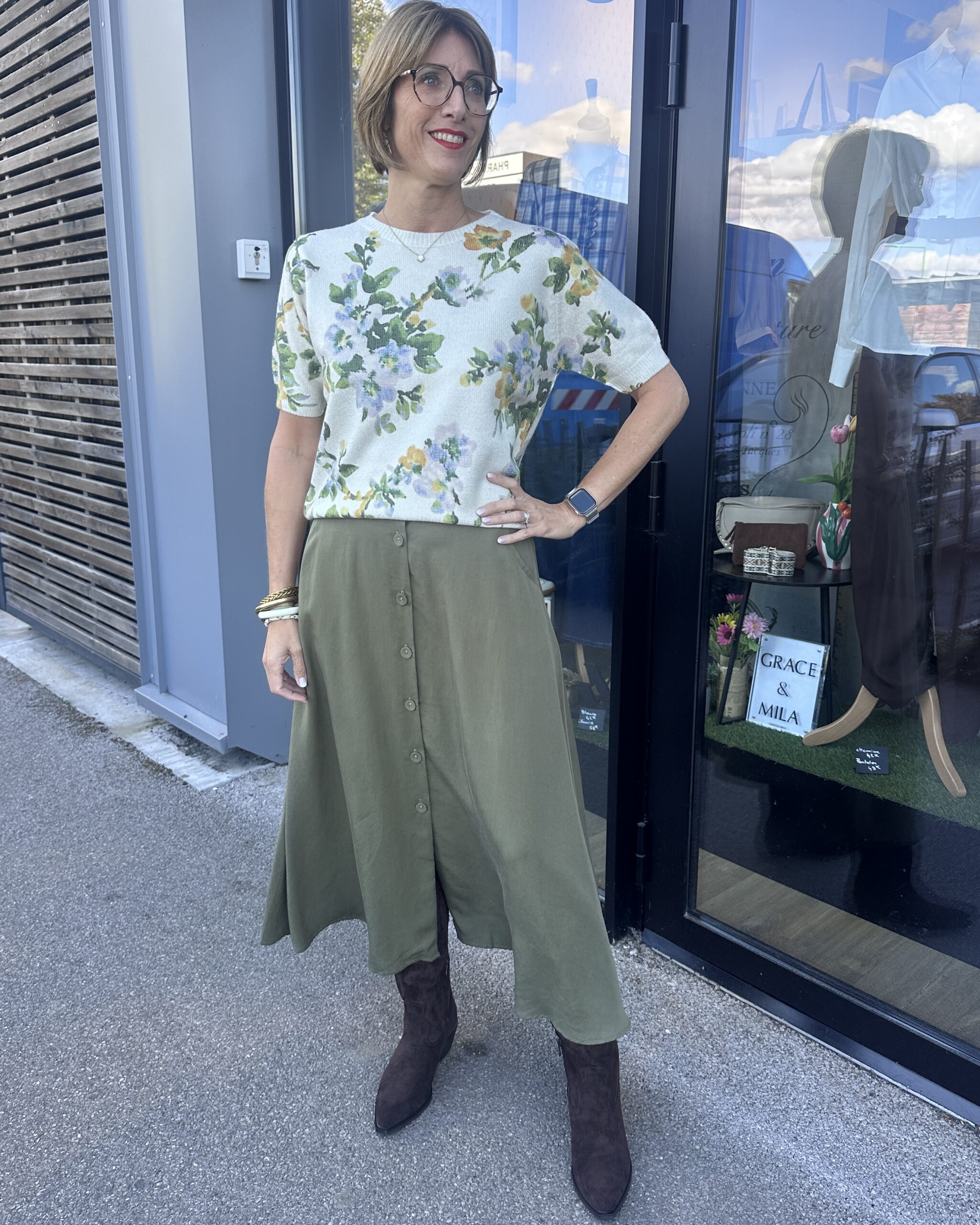 PULL MANCHE COURTE IMPRIMÉ FLORAL – Image 3