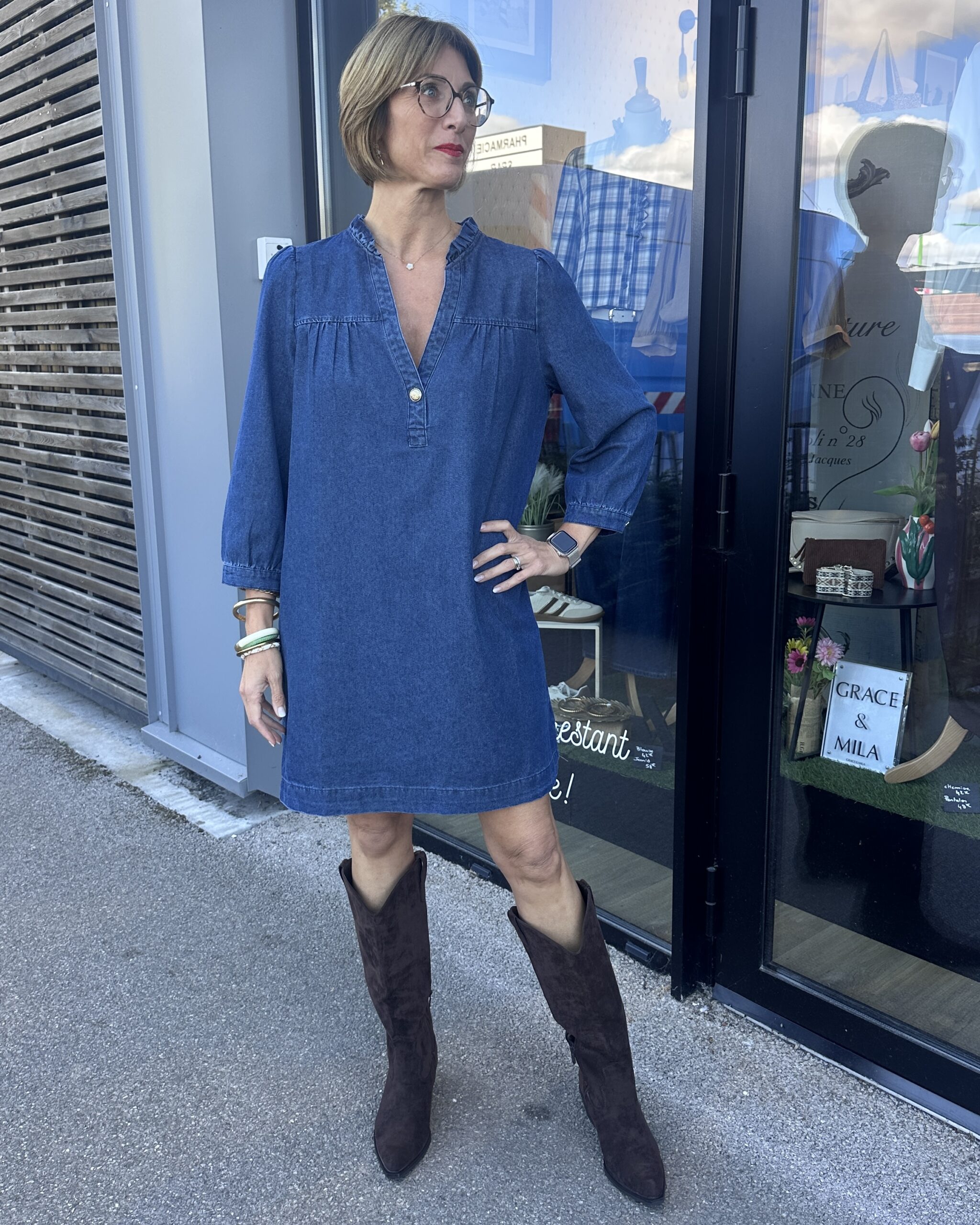 ROBE DROITE EN JEANS