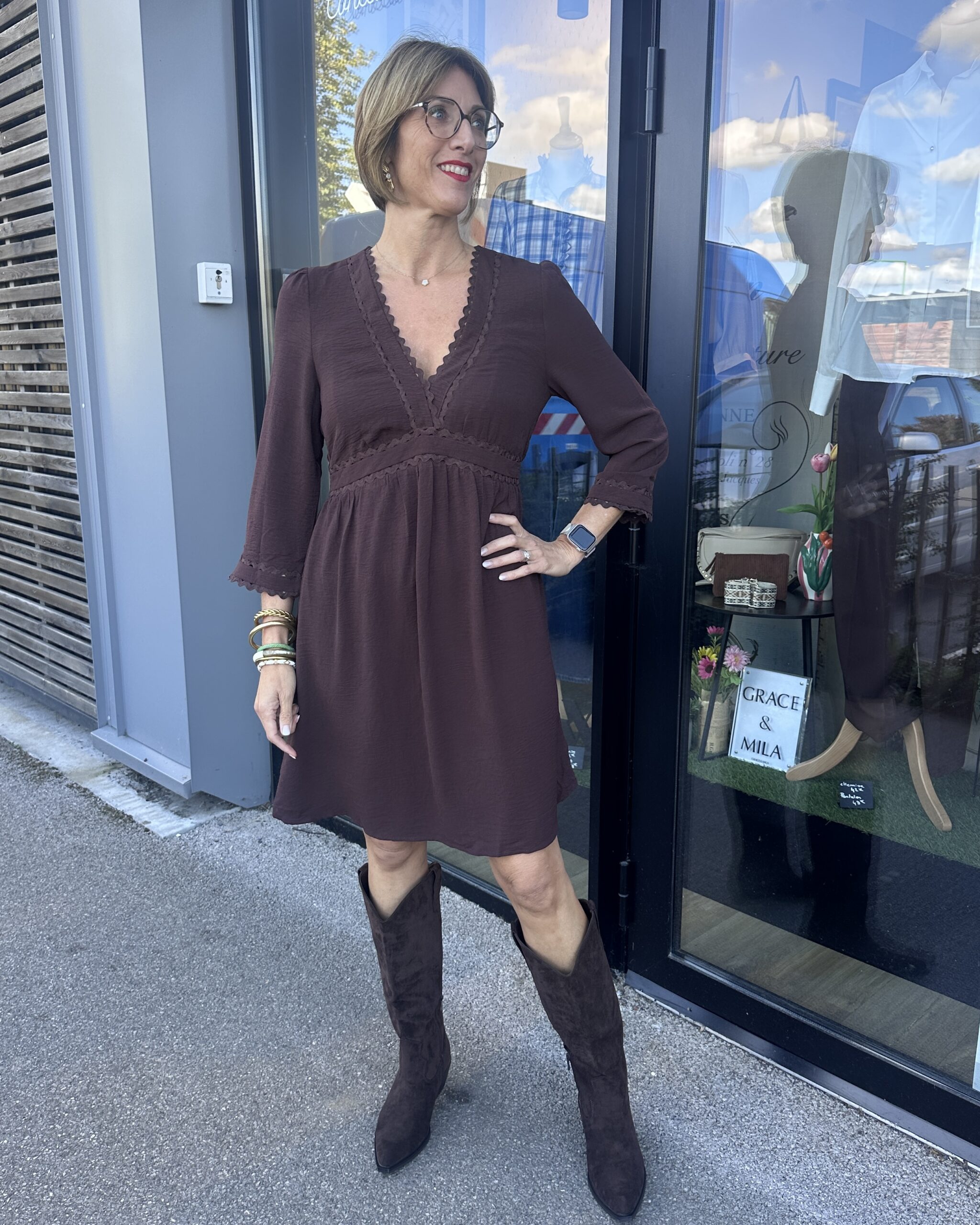 ROBE CHOCOLAT COUPE EMPIRE