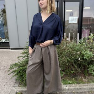 blouse manches 3/4 bleu marine