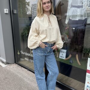 BLOUSE A RAYURES COL MAO