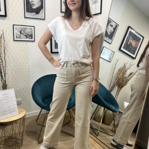 TEE SHIRT BLANC MACRAMÉ ÉPAULE