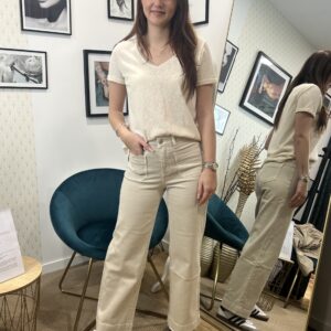 TEE SHIRT COL LUREX BEIGE