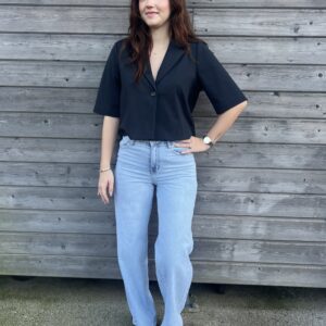 VESTE COURTE BLEU MARINE MANCHE 3/4